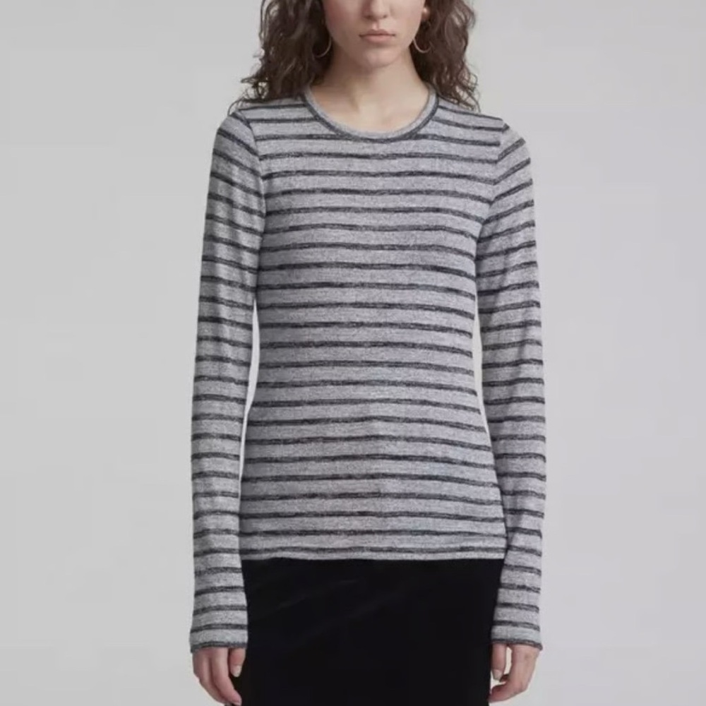 rag & bone Gray and Black Striped Long Sleeve Tee
